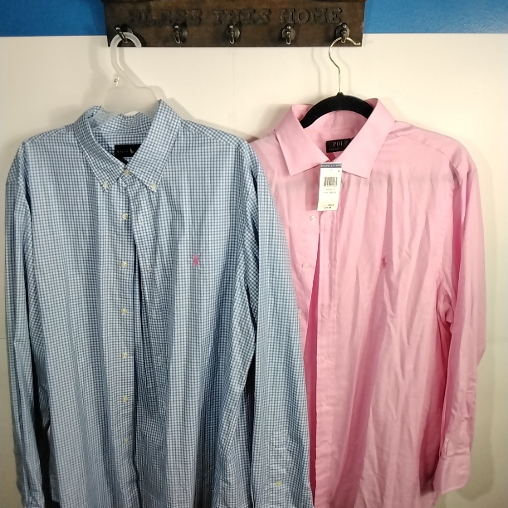 Ralph Lauren Blue Checkered and Pink Dress Shirts